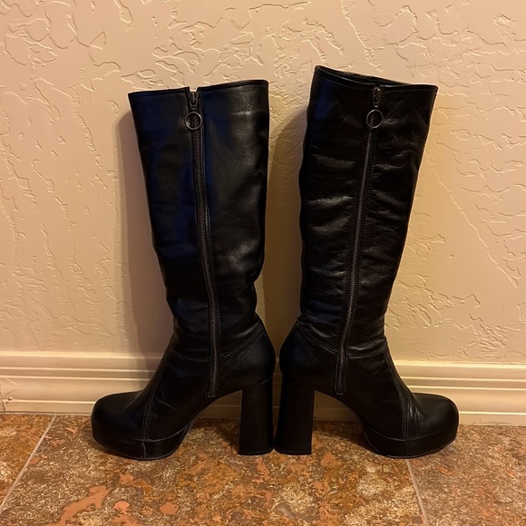 Jeffery Campbell Black Leather Go-Go Boots - Picture 3 of 14